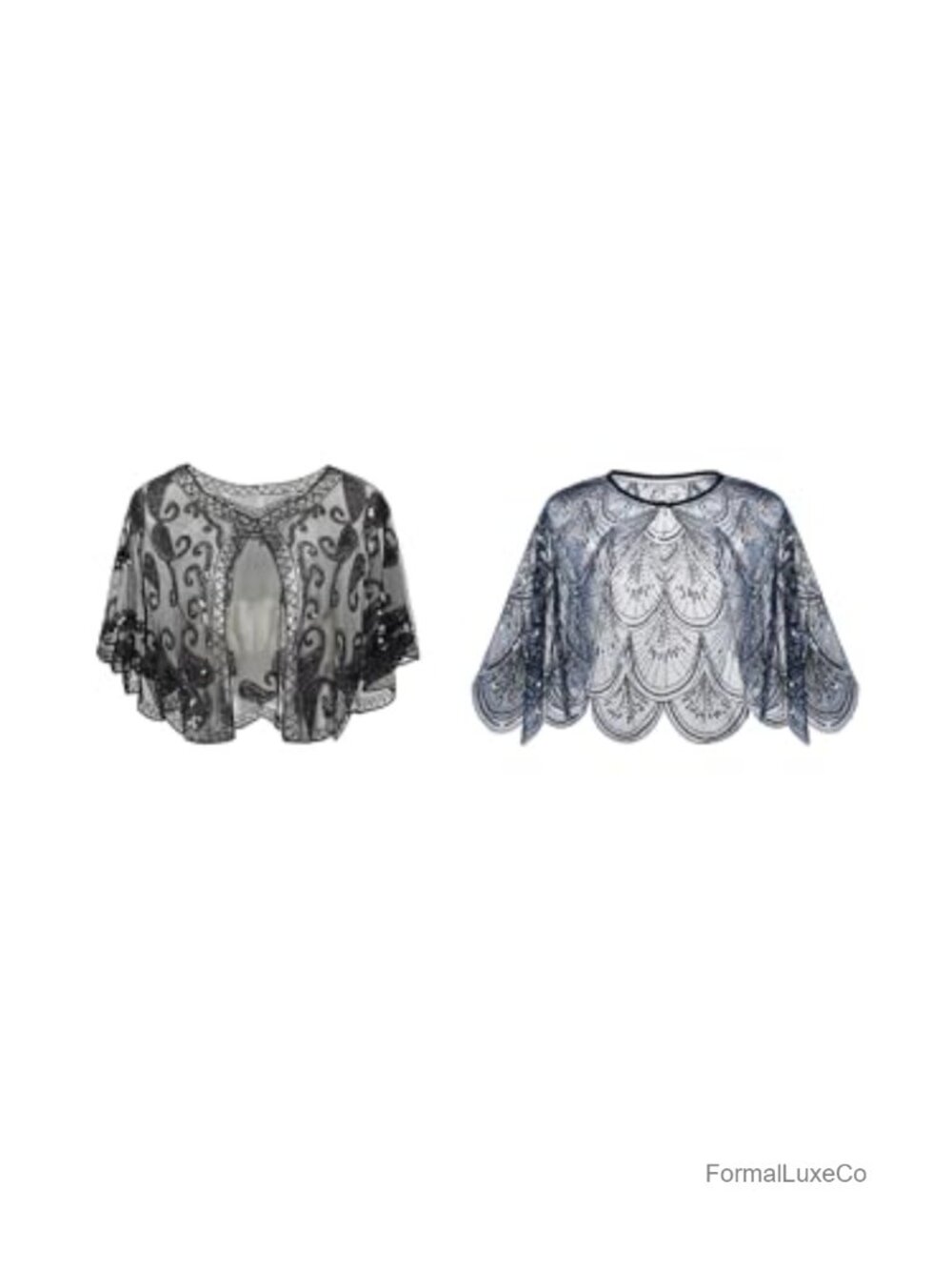 Sequin Beaded Evening Shawl Wrap Cape Bolero Flapper Cover Up